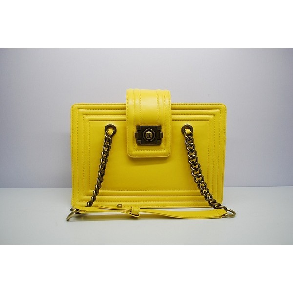 Borse Chanel A66708 Ragazzo Con Vintage Giallo Limone Vitello Gh