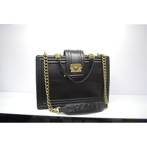 Borse Chanel A66714 Vitello Grande Ragazzo Nero Smaltato