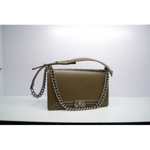 Boy Chanel A66711 Borsa In Pelle Di Vacchetta Con Verde Scuro Vi