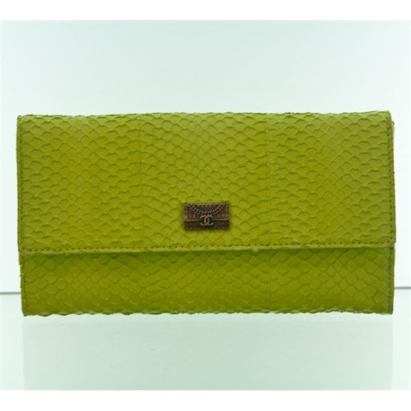 Chanel A50951 Portafogli Serpente Giallo Fluorescente Di Grandi