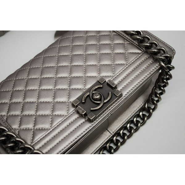 Chanel A67086 Argento Boy Borse Pelle Di Agnello Con Shw Grigio