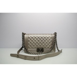 Chanel A67086 Argento Boy Borse Pelle Di Agnello Con Shw Grigio