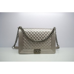 Chanel A67087 Argento Boy Borse Pelle Di Agnello Con Shw Grigio