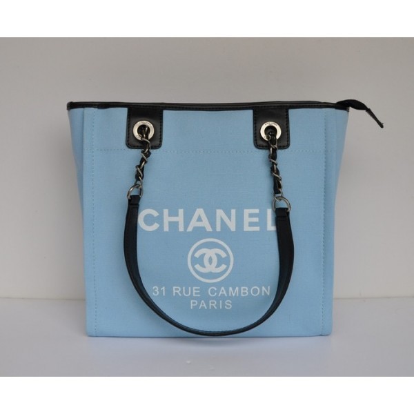 Chanel Cambon Borse A66940 Commerciale Tela Blu