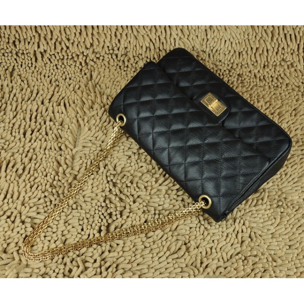 A28668 Chanel Classic Flap Bag In Pelle Di Vitello Nera Con Fini