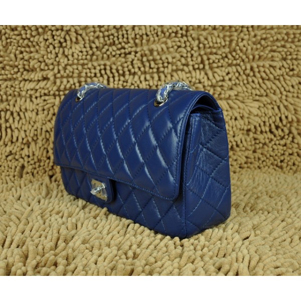 Borse Chanel Flap A01113 Agnello Blu Con Hardware In Argento