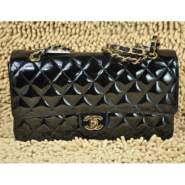 Chanel A01113 Borse Classic Flap In Vernice Nera Con Ghw