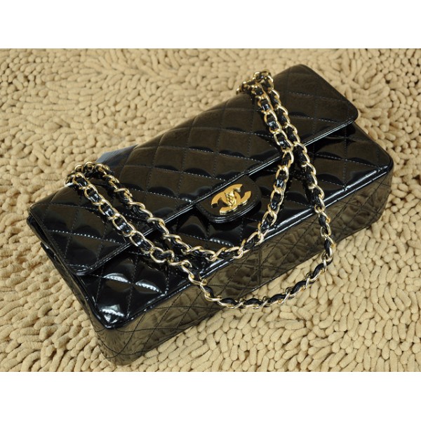 Chanel A01113 Borse Classic Flap In Vernice Nera Con Ghw