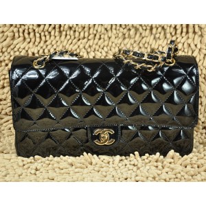 Chanel A01113 Borse Classic Flap In Vernice Nera Con Ghw