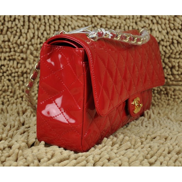 Chanel A01113 Borse In Pelle Rosso Vernice Con Hardware Oro