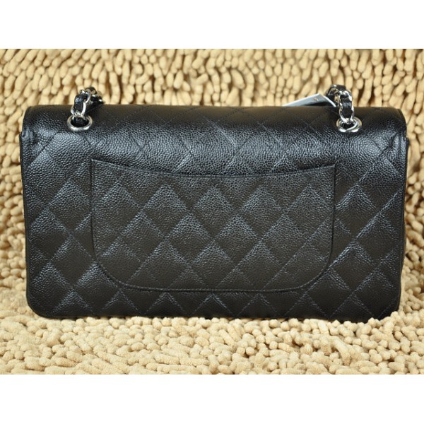 Chanel A01113 Classic Black Flap Borse Caviar Con Hardware Argen