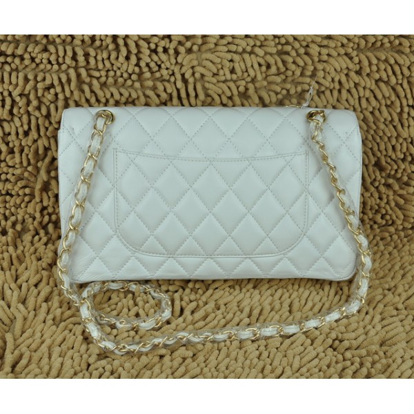 Chanel A01113 Flap Borse Agnello Bianco Con Hardware Oro