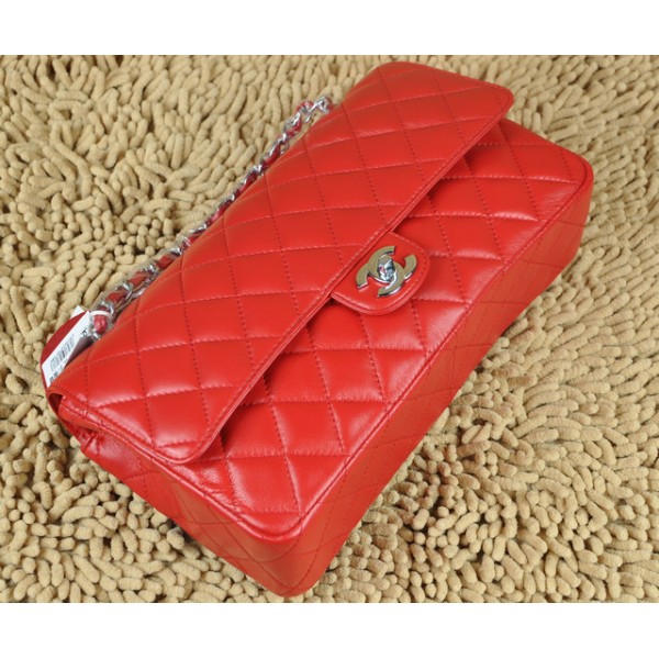 Chanel A01113 Flap In Pelle Di Agnello Borse Rosso Con Hardware