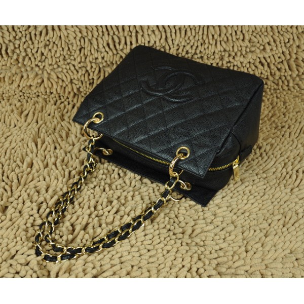 Chanel Borse A58004 In Pelle Fiore Di Colore Nero Con Oro Hw