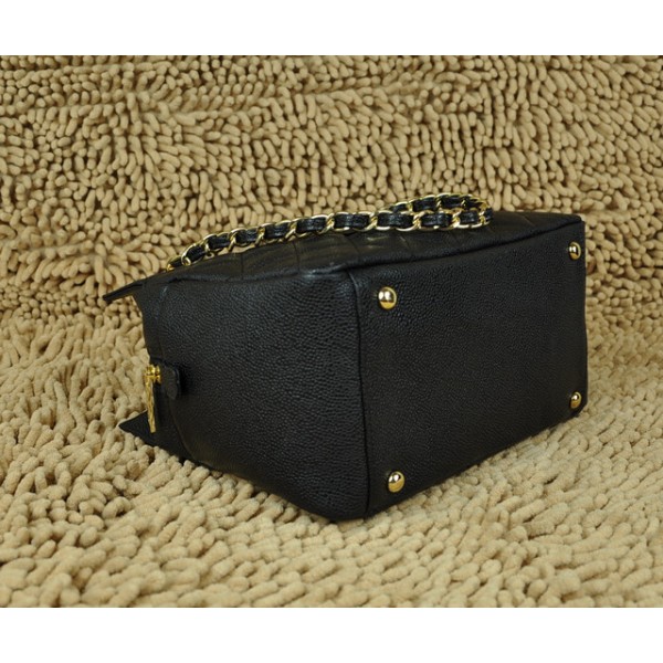 Chanel Borse A58004 In Pelle Fiore Di Colore Nero Con Oro Hw