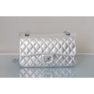 A01112 Chanel Quilted Flap Borse Pelle Di Agnello Con Shw Argent