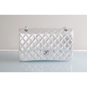 A01113 Chanel Quilted Flap Borse Pelle Di Agnello Con Shw Argent