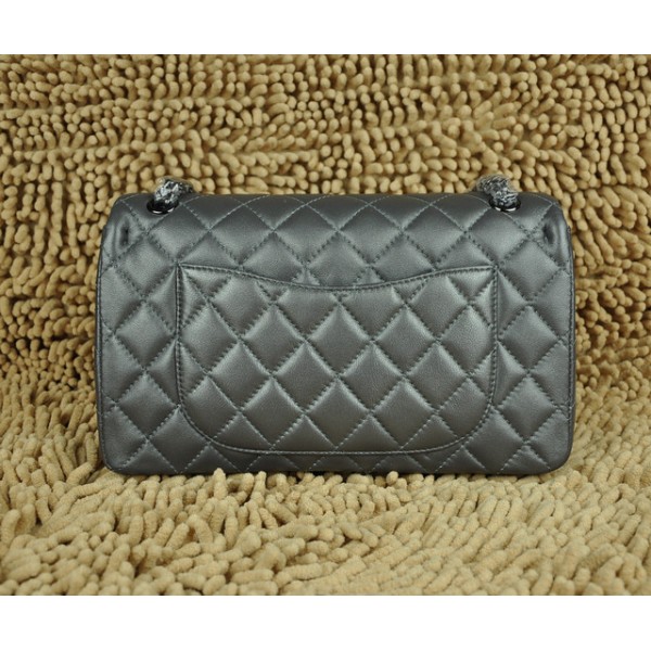 A30226 Chanel Classic Flap Borse Agnello Grigio Matellica