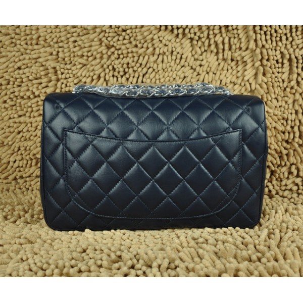 Borse Chanel A28600 Flap Agnello Blu Jumbo Con Hardware Argento