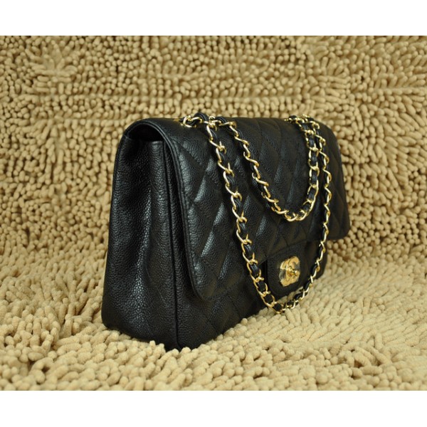 Borse Chanel Flap Jumbo A28600 In Pelle Fiore Nero Con Oro Hw