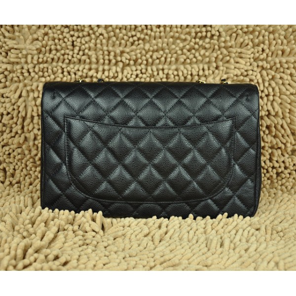 Borse Chanel Flap Jumbo A28600 In Pelle Fiore Nero Con Oro Hw