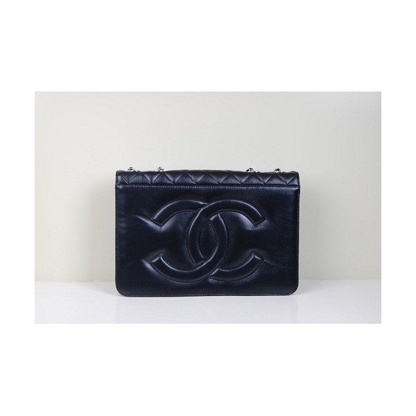 Borse Chanel Flap In Pelle Di Agnello Nero Con 48022 Argento Hw