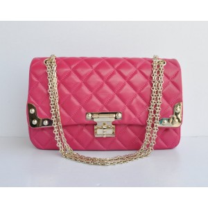 Chanel 2011 Rose Red Borse Flap Pelle Di Agnello Con Hardware Or