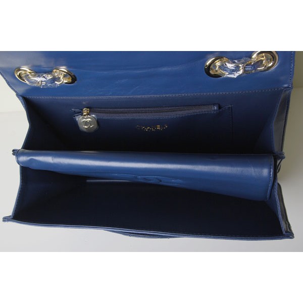 Chanel 48022 Classic Blue Flap Borse Pelle Di Agnello Con Grande