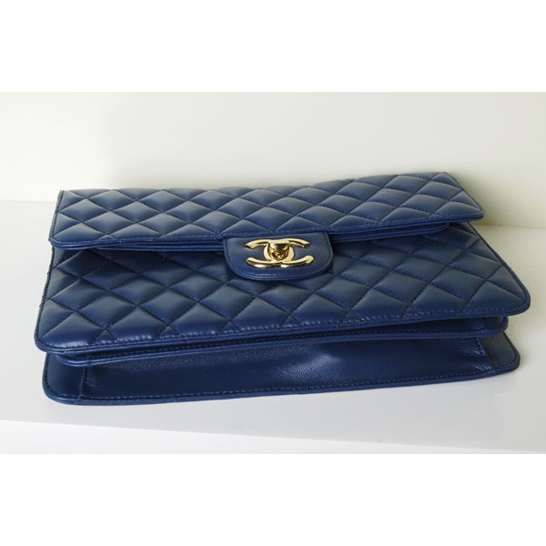 Chanel 48022 Classic Blue Flap Borse Pelle Di Agnello Con Grande