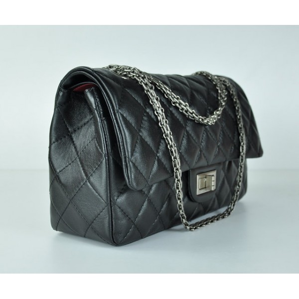 Chanel A28668 Classica Borsa In Pelle Di Agnello Lembo Nero E Ar