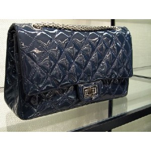 Chanel A30226 Blu Patent Flap Borse Agnello Con Catena Depoca