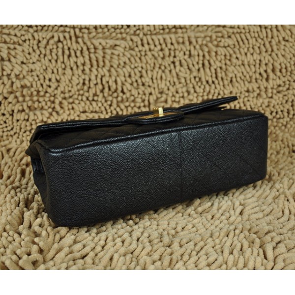 Chanel A30227 Borse Classic Flap In Caviar Black Con Oro