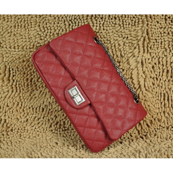 Chanel A30227 Classic Rosso Flap Borse Caviar Con Hardware Argen