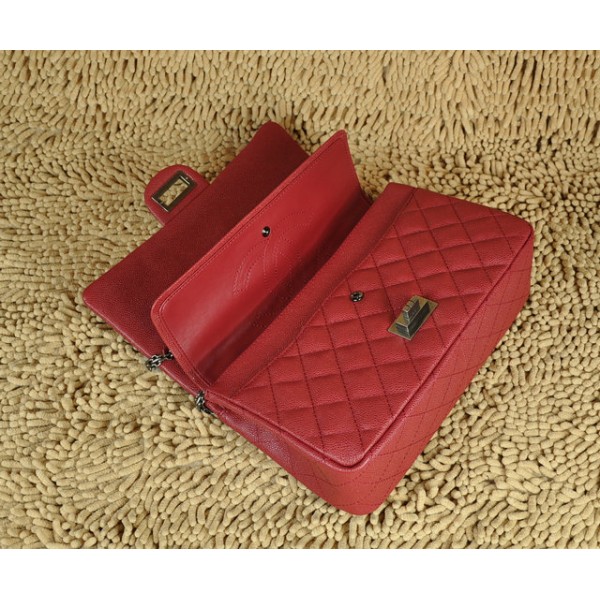 Chanel A30227 Classic Rosso Flap Borse Caviar Con Hardware Argen