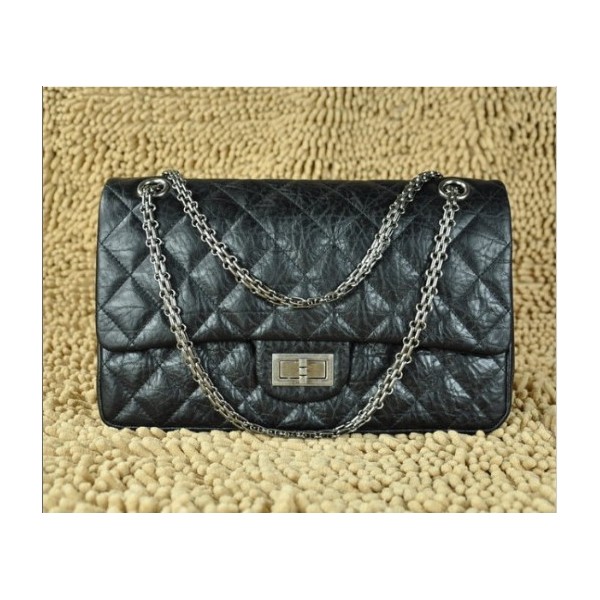 Chanel A37587 Flap Borse In Pelle Di Vitello Nero Con Argento Hw