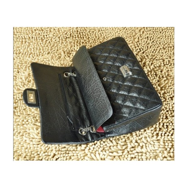 Chanel A37587 Flap Borse In Pelle Di Vitello Nero Con Argento Hw