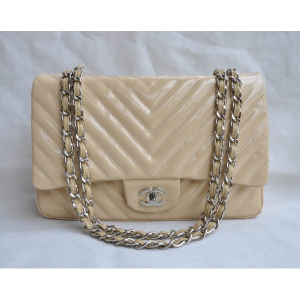 Chanel A48184 Albicocca Luce Chevron Patent Flap Borse In Pelle