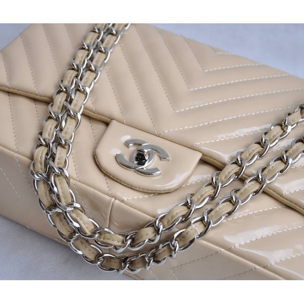 Chanel A48184 Albicocca Luce Chevron Patent Flap Borse In Pelle