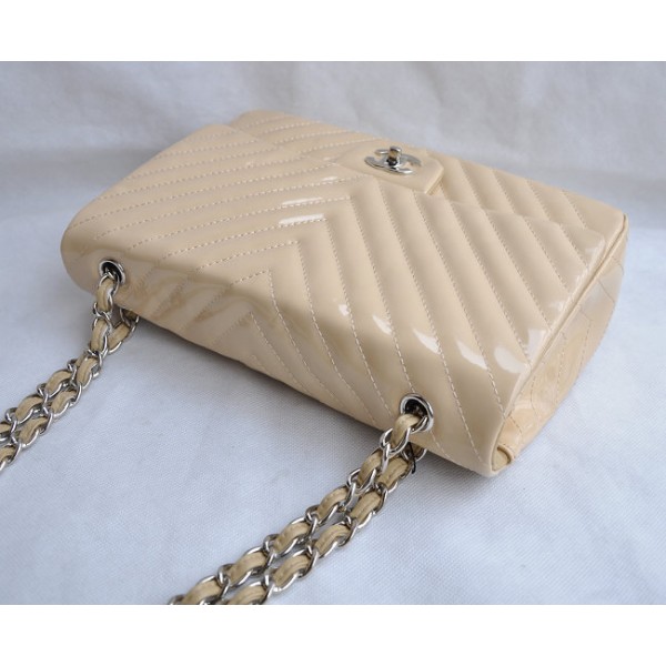 Chanel A48184 Albicocca Luce Chevron Patent Flap Borse In Pelle