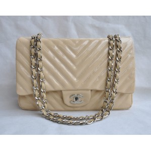 Chanel A48184 Albicocca Luce Chevron Patent Flap Borse In Pelle