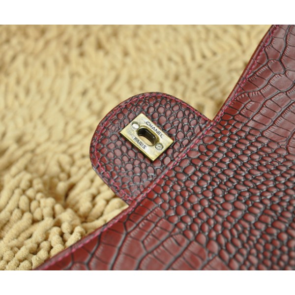 Classico Chanel Croc Veins Borsa In Pelle Marrone