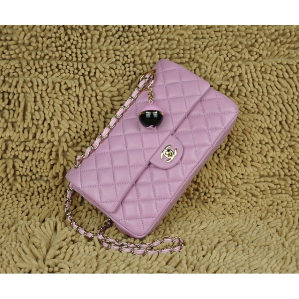 A01112 Chanel Quilted Agnello Flap Bag Rosa Con Portachiavi