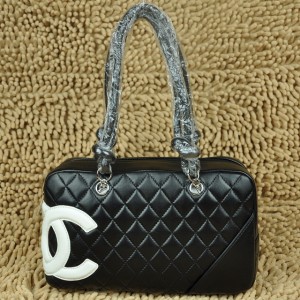 Borse Chanel A25174 Agnello Nero Con Logo Bianco Cc