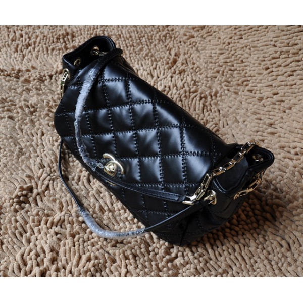 Borse Chanel Flap Pelle Di Vitello Nera, Lavato Con Impunture A