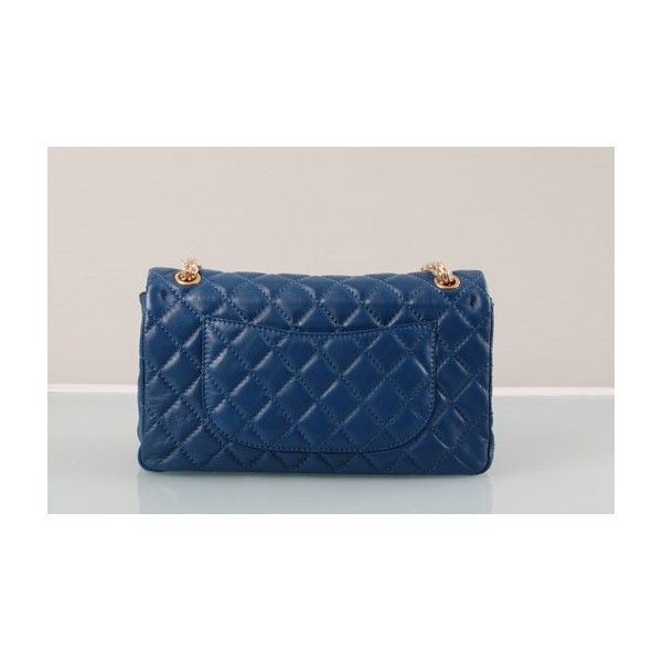 Chanel A37587 Flap Bag In Blu In Pelle Di Agnello Classico Con F