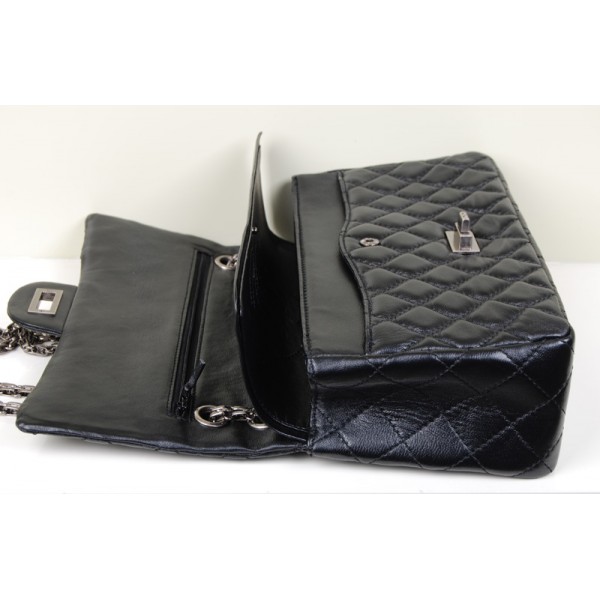 Chanel A37587 Flap Borse In Pelle Di Agnello Classic Nero E Arge