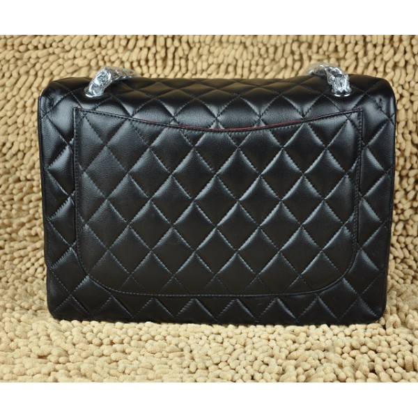 Chanel A46558 Classica Borsa In Pelle Di Agnello Lembo Nero Con