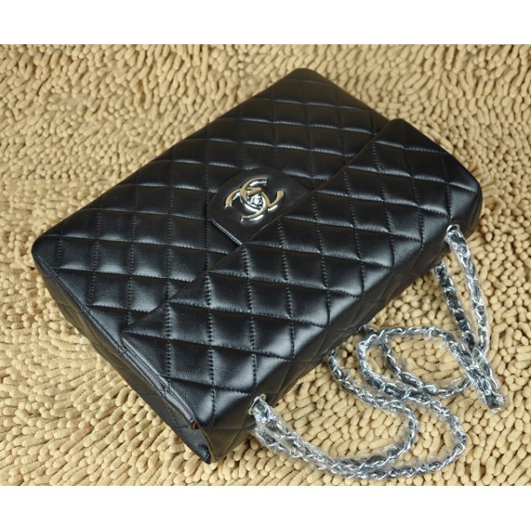 Chanel A46558 Classica Borsa In Pelle Di Agnello Lembo Nero Con