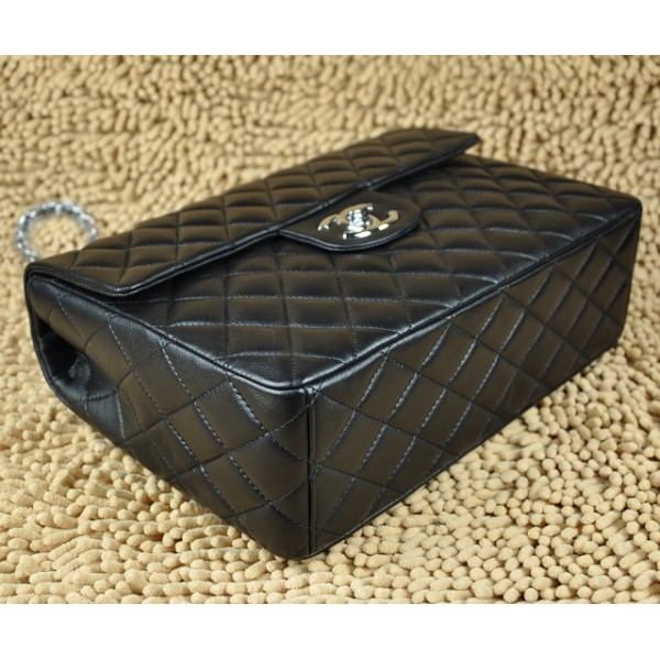 Chanel A46558 Classica Borsa In Pelle Di Agnello Lembo Nero Con