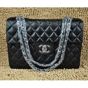 Chanel A46558 Classica Borsa In Pelle Di Agnello Lembo Nero Con